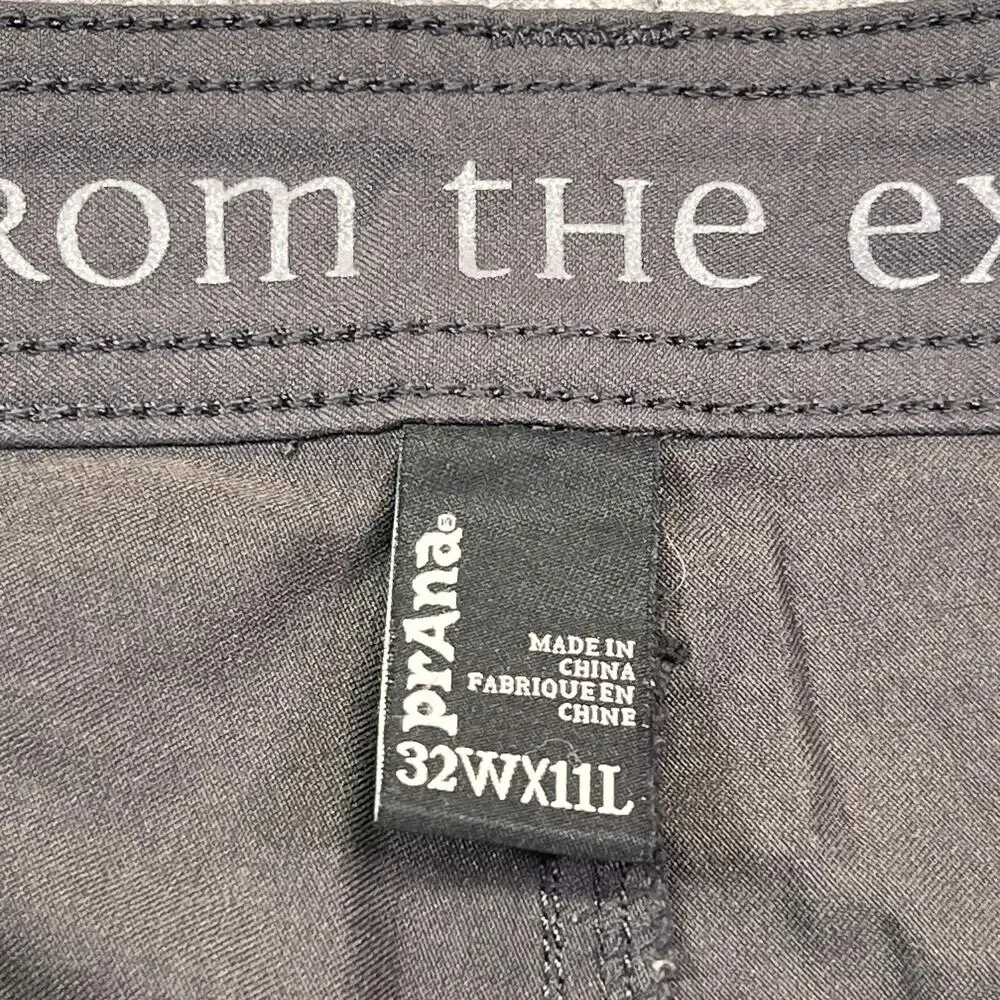 PrAna Shorts Mens 32 Gray Chino Nylon Stretch 11 Inch Inseam Travel Casual
